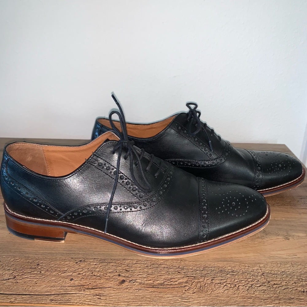 Johnston & Murphy Black Men's Conard Cap-Toe Oxford 11 W